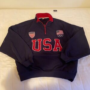 USA Navy Quarter-Zip Pullover Sweatshirt